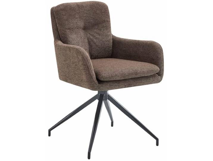 CLP Esszimmerstuhl drehbar Pickett Stoff, 180° schwenkbarer Sessel mit Armlehne und Rückenlehne, belastbar bis 150 kg, Farbe: braun