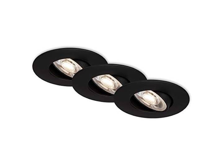 Briloner Leuchten - Luminaires encastrés LED\, lampes encastrées Jeu de 3 plafonniers\, module LED pivotant\, 5 watts chacun\, 460 lumens chacun\, 3 000 Kelvin\, IP23\, noir mat\, 90x24 mm (DxH)