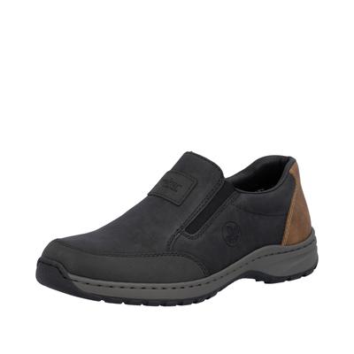 Slipper RIEKER, Herren, Gr. 40, Synthetik Textil, schwarz, Lederimitat, Schuhe Slipper, Schlupfschuh, Halbschuh, Freizeitschuh in bequemer Weite G (weit)