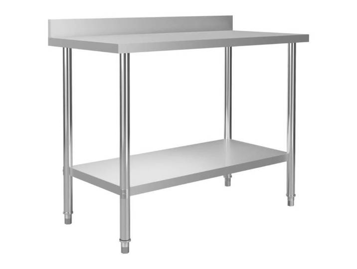 Table de travail de cuisine - VIDAXL - 120x60x93 cm - Inox - Robuste - Avec dosseret