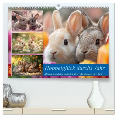 Hoppelglück durchs Jahr (hochwertiger Premium Wandkalender 2027 DIN A2 quer), Kunstdruck in Hochglanz
