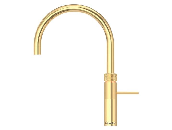 Quooker Küchenarmatur Fusion Round, Gold, Metall, 4x36.6x25.1 cm, flexible Anschlussschläuche, Trinkwassersystem, Keramikkartusche, schwenkbarer Auslauf, für kochendes Wasser geeignet, Sprudelwasser geeignet, Küchen, Küchenausstattung, Küchenarmaturen