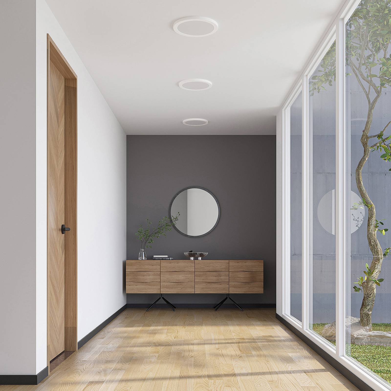 Plafoniera LED Aureka PRIOS, Bianco / Opale, Soggiorno / Sala da pranzo, Alluminio, Moderno, Plafoniera LED