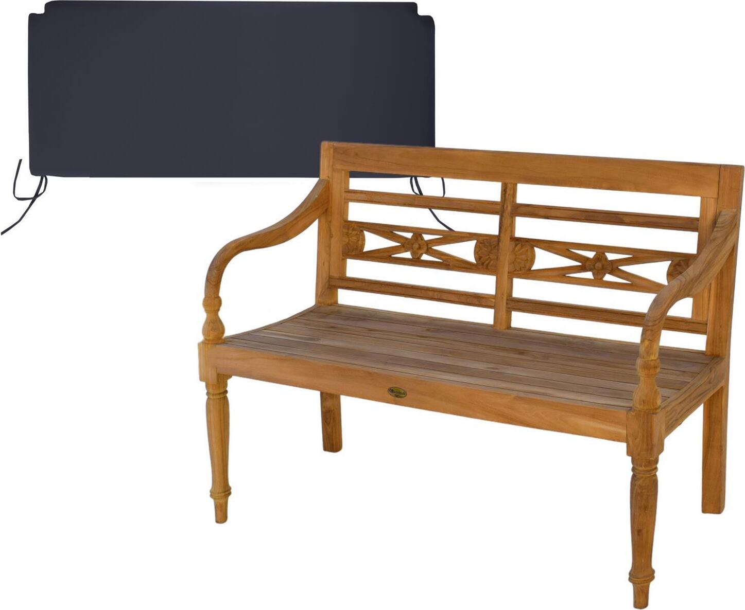 Gartenbank Aoste Teak Massivholz 120 cm Schwarz