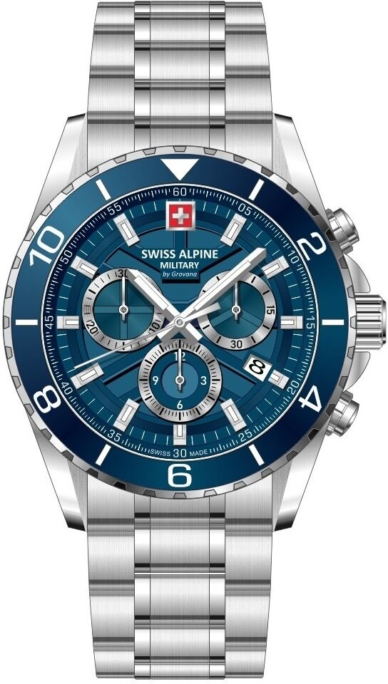 Swiss Alpine Military Sentinel Chronograph Silver Blue 7073.9135