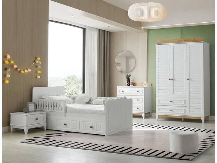 Xlmoebel Jugendzimmer-Set Schlafmöbel Set mit Bett, Nachttisch und Kommode in modernem Design, (4-tlg., 4tlg. Set (Bett + Nachttisch + Kommode + Kleiderschrank), Hergestellt in Europa