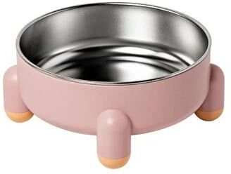 Uplifted Goods Ergonomic Elevated Stainless Steel Pet Feeder pink