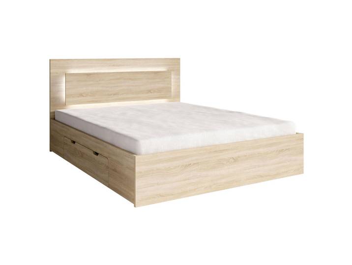 Feldmann-Wohnen Doppelbett Fino sonoma eiche 185,6 / 204,4 / 100cm, Sonoma Eiche, Rechteckig, 180x200 cm, Schlafzimmer, Betten