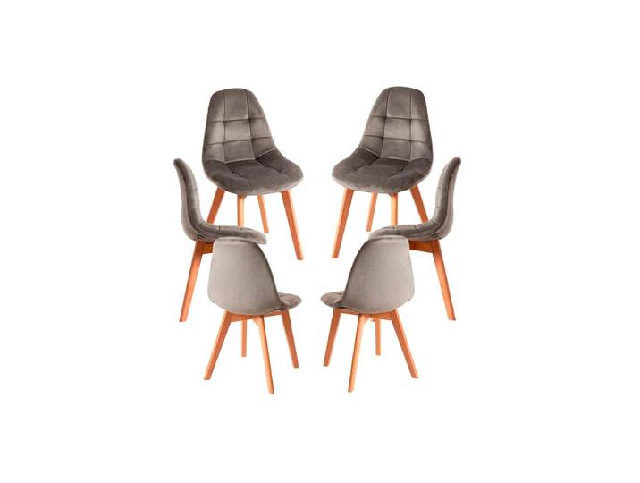 6er Set Kelen Samt Stühle - Gris clair