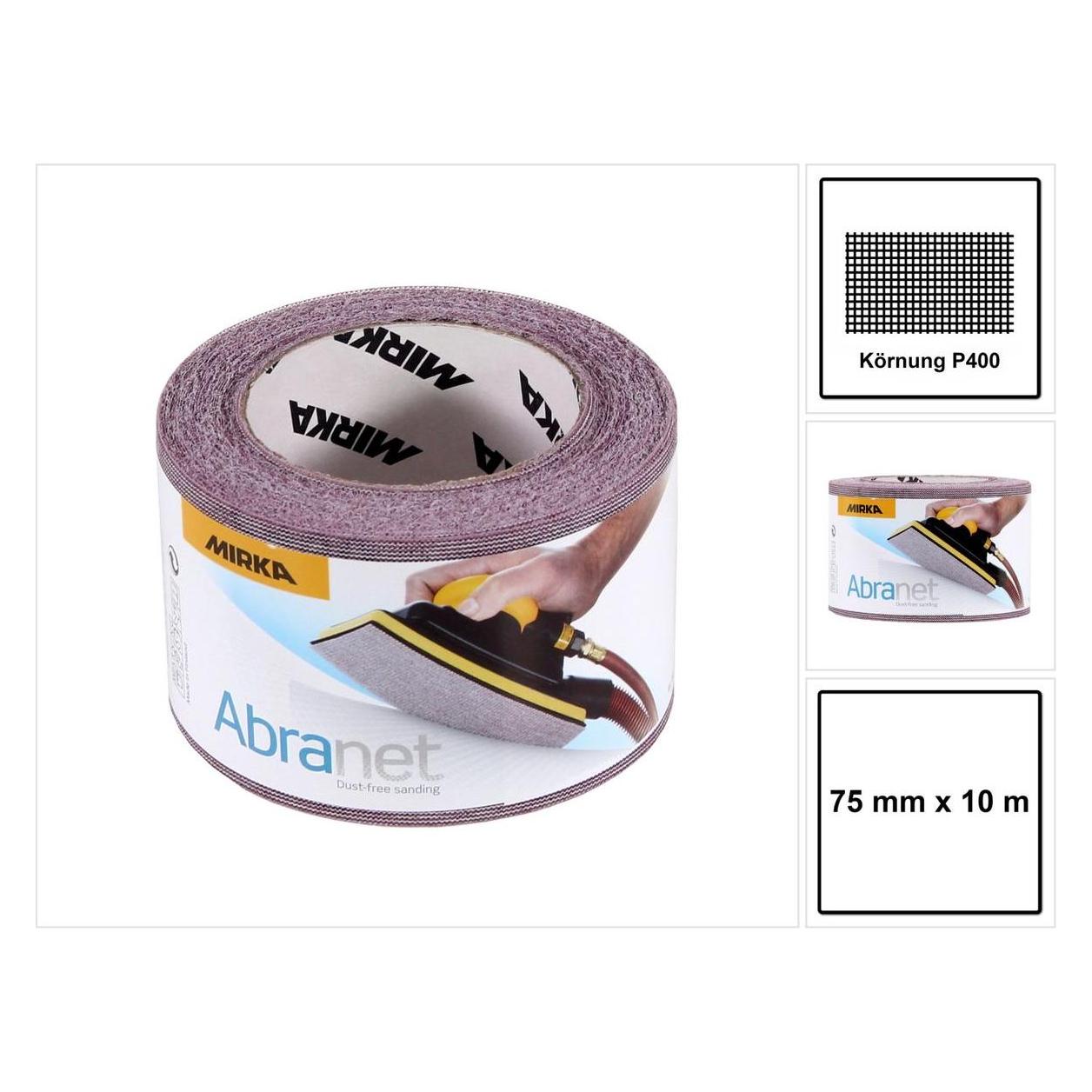 Mirka ABRANET Schleifpapier Rolle 75mm x 10m P400 Schleifrolle Klett ( 545BI001413R ) (P400) (37951120)