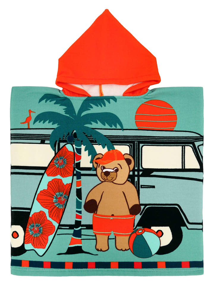 Le Comptoir de la Plage Badeponcho ''Surfista'' in Türkis/ Rot - (L)60 x (B)60 cm - onesize