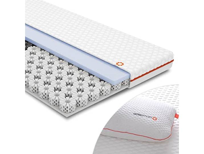 OCTASLEEP Smart Topper mit Kissen 80x200 - kühlende Matratzenauflage mit Federn aus Memory Foam - 3 Zonen für ideale Unterstützung - Härtegrad 4 -Öko-Tex Zertifiziert - atmungsaktiver Topper