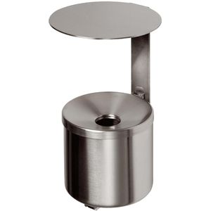VAR Aschenbecher WH16, 32231, für Outdoor, mit Dach, Wandascher aus Edelstahl, 19 x 31 cm, 2,4 Liter, silber