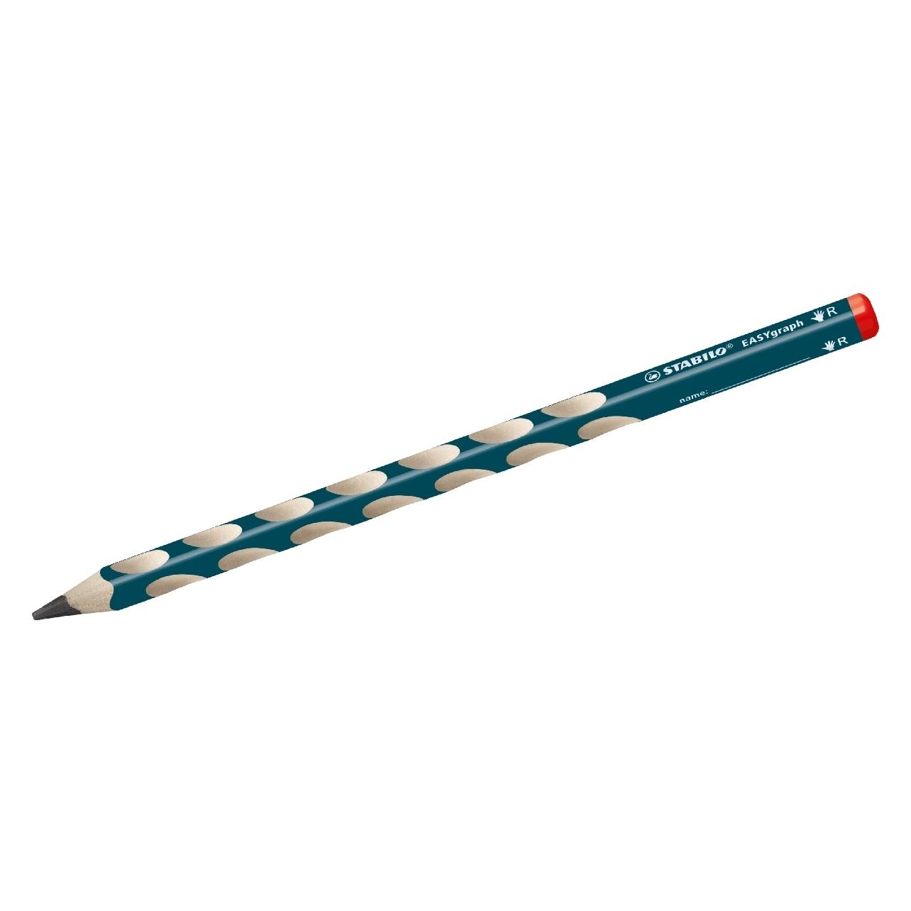 Stabilo Ergonomischer Dreikant-Bleistift für Rechtshänder - EASYgraph in petrol - 12er Pack - Härteg (3.15 mm, HB, 12x) (322/2B)