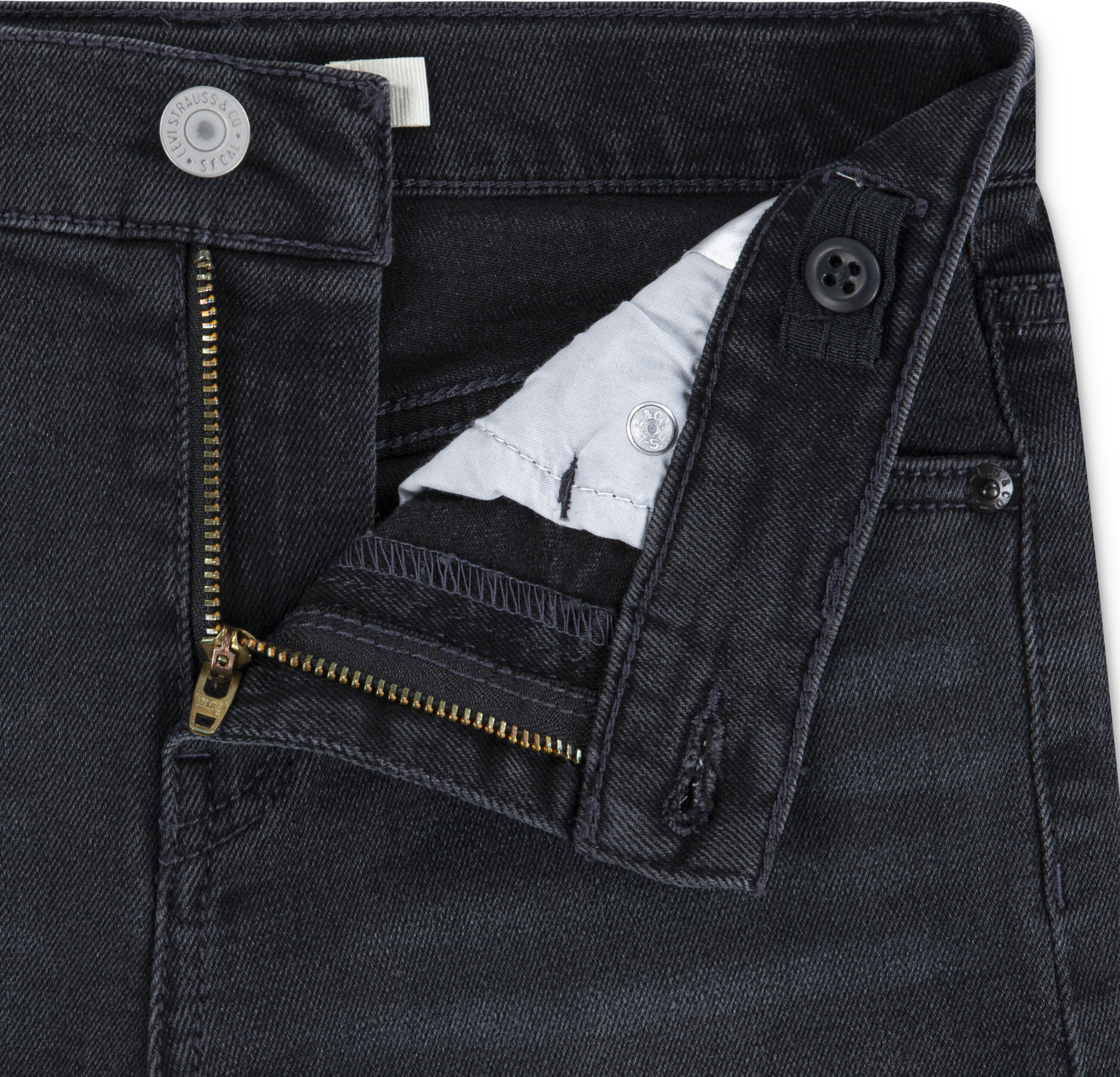 Jeansshorts LEVI'S KIDS "LVG GIRLFRIEND SHORTS", Mädchen, Gr. 10 (140), N-Gr, schwarz (high roller), Denim/Jeans, Obermaterial: 69% Baumwolle, 30% Polyester, 1% Elasthan, Jeans Jeansshorts, for GIRLS high roller 10 (140), N-Gr