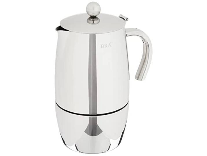 BRA Magna Italienische Kaffeemaschine für 10 Tassen, Edelstahl 18/10