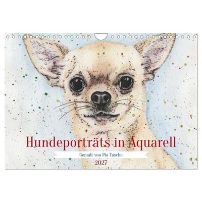 Hundeporträts in Aquarell (Wandkalender 2027 DIN A4 quer), CALVENDO Monatskalender