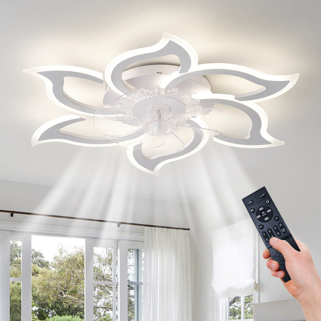 Metro Delenia 83cm 7 - Blade Dimmable LED Reversible Ceiling Fan With Remote Control And APP White 30cm