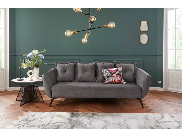 3-Sitzer HOME AFFAIRE Baggio , schwarz (asche), B:236cm H:80cm T:103cm, Sofas, 3-Sitzer, Zierkissen inklusive