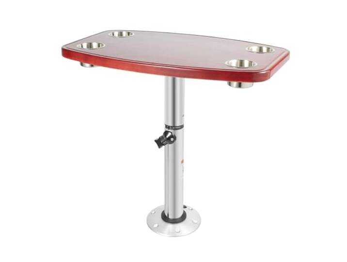 SOHUZHLM Wohnmobil Tisch, HöHenverstellbar Mit 4 GeträNkehalter Bootstisch Tischgestell,AbnehmbarEiche Tischplatte, 60x38x3 cm FüR Wohnmobile Nutzfahrzeuge Herbergsautos