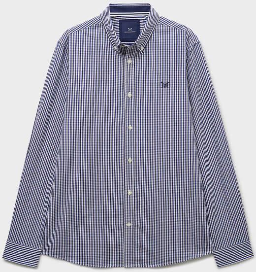 Crew Clothing Company Crew Clothing Mens Classic Fit Checked Shirt Pea Coat Blue