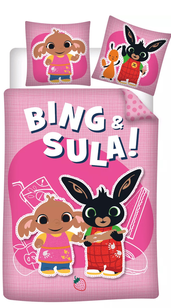 Bing en Sula peuterdekbedovertrek voor kinderen - Roze - Katoen - 100 x 135 cm