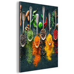 METALLBILD Kräuter - Gewürze - Löffel 60x80 cm