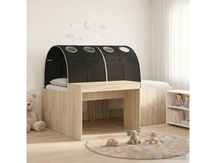 RJPLMFV Bett mit 3 Teilen, Sonoma-Eiche und Schwarz, Holz Lattenrost inklusive, modernes Design, optimale Belüftung, einfache Pflege