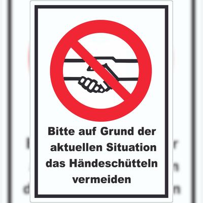 HB-Druck Bitte auf Grund der aktuellen Situation das Hände schütteln vermeiden Aufkleber A9 (37x52mm)
