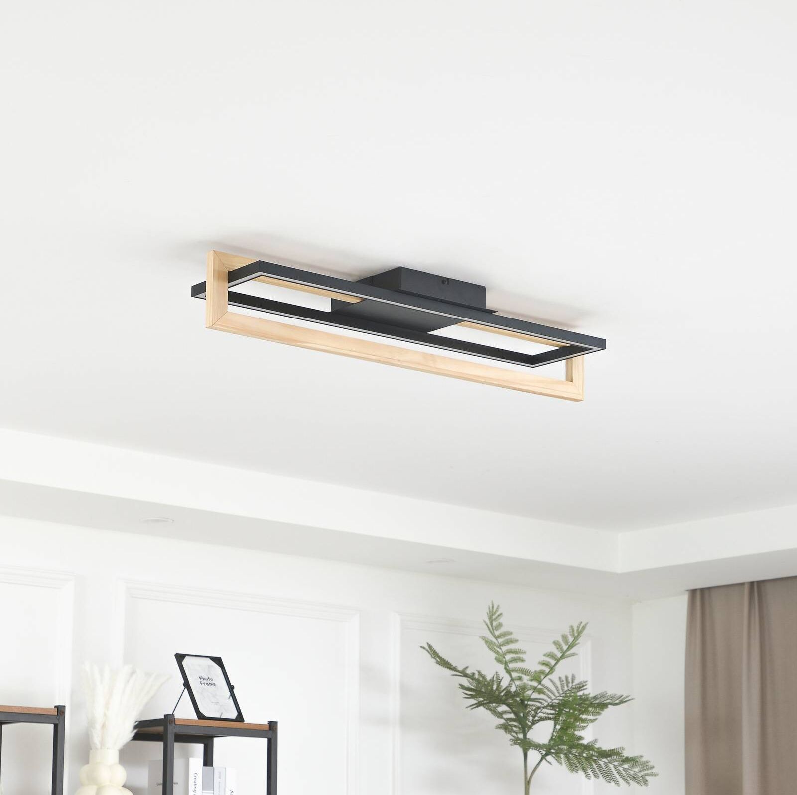LED Ceiling Light Holamu Lindby, Black, Living / Dining Room, Aluminium, Modern, Ceiling Light