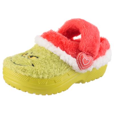 Clog CROCS "Toddler The Grinch Classic Lined Clog", Mädchen, Gr. 24, Croslite™ Textil, bunt (multifarben), Croslite™, Textil, Basic, Schuhe Clog, Hausschuh, Weihnachtsschuh mit Grinch Motiv