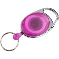 Ausziehbarer Schlüsselanhänger lila, transparent, ABS-Kunststoff, Metall