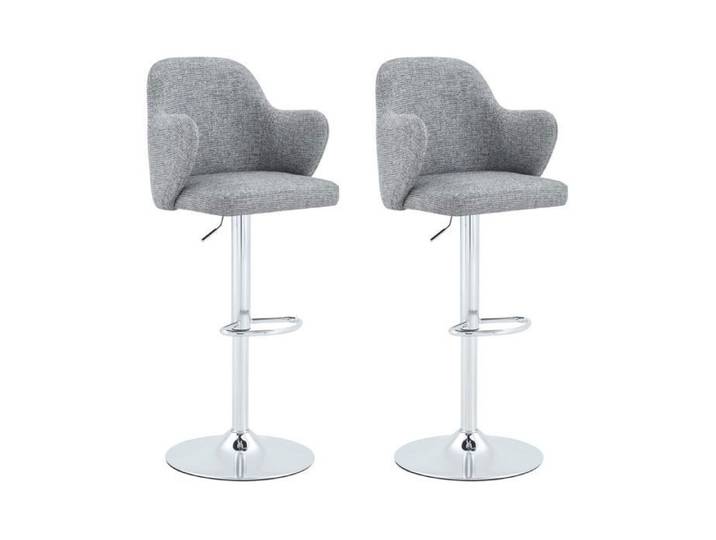 Tabourets de bar - ELVORIN - lot de 2 - hauteur réglable et assise pivotante - tissu en acier chromér - gris