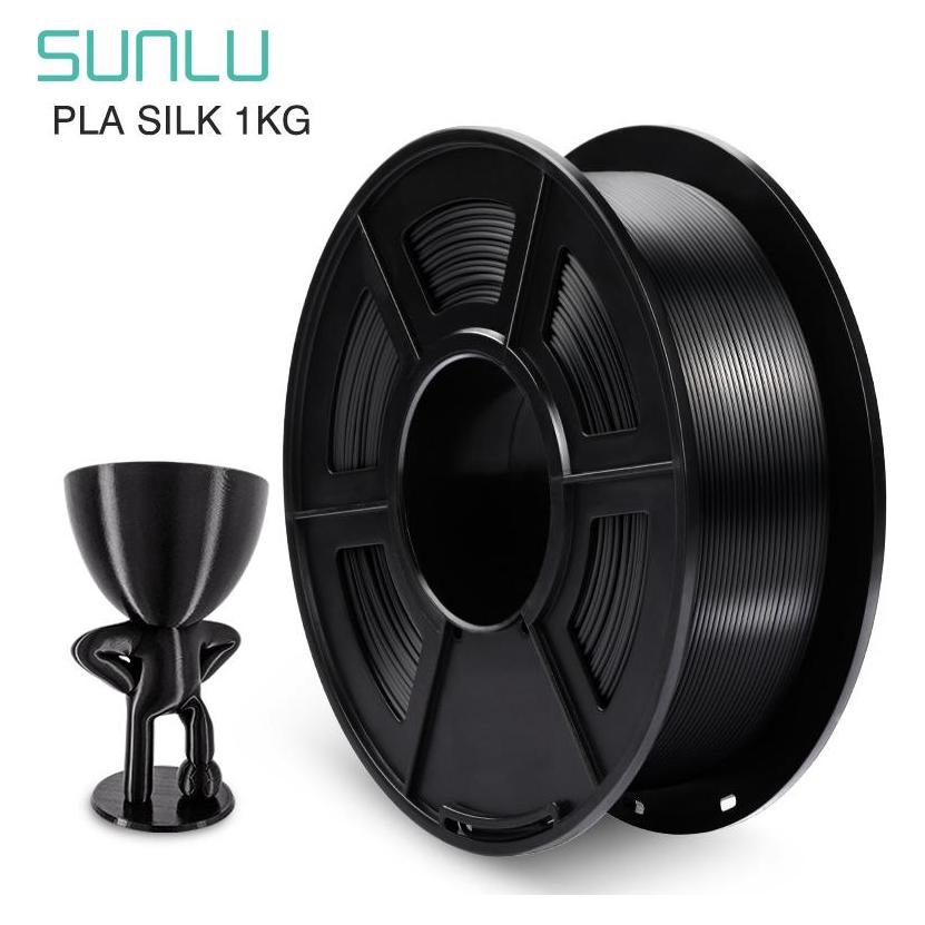 Sunlu Silk PLA+ Filament - 1.75mm - 1kg (PLA, 1000 g, 1.75 mm) (SL-PLA+ Black)