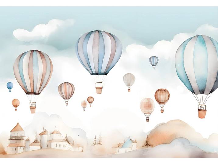 Tapete BALLOON 2-teilig vliesfaser hellblau 208x146x1cm