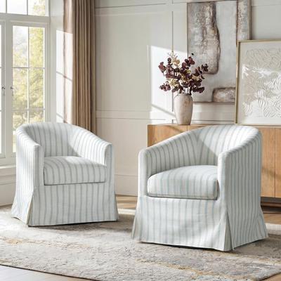 HULALA HOME Cristobal Farmhouse Slipcover Swivel ChaIr Set of 2