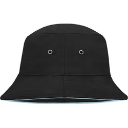 Myrtle Beach Unisex Fischer Hut mit Paspel MB012 black/mint S/M (56 cm)