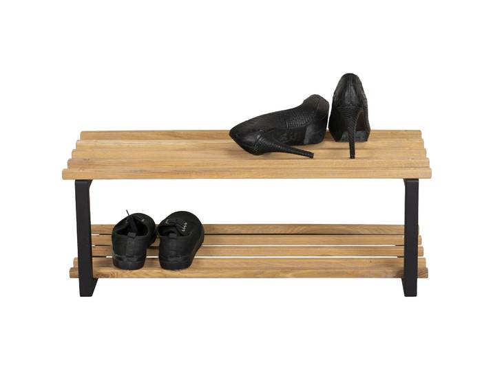 Spinder Design Schuhregal Hesta schwarz/nature Stahl/Holz B 71 H 26 cm