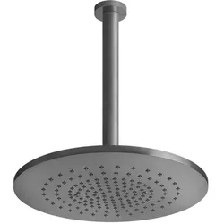 Gessi316 Antikalk-Kopfbrause D355 mm, mit Gelenk und Deckenarm, personalisierbare Länge, 727, 54150707, Farbe: Metall Schwarz gebürstet PVD