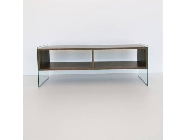 Hanah Home Moderner TV-Ständer aus Walnussholz, 120 cm 100% melaminbeschichtete Spanplatte & Sicherheitsglas Wandmontage, Tragkraft 20 kg, stilvolles Design