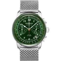Zeppelin Herrenuhr 7614M4 - Dunkelgrünes Ziffernblatt mit weißen,Leuchtzeigern,nachts leuchtenden Zahlen/Indices,silber - 42mm