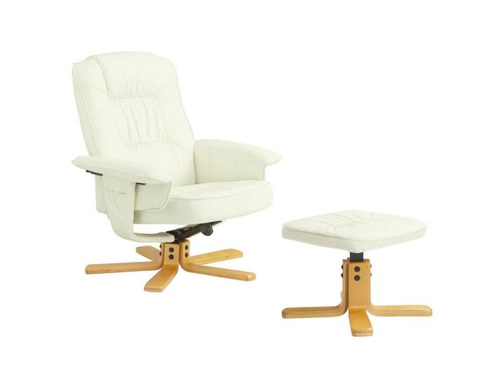 RELAXSESSEL KUNSTLEDER, SET MIT HOCKER CHARLY weiß