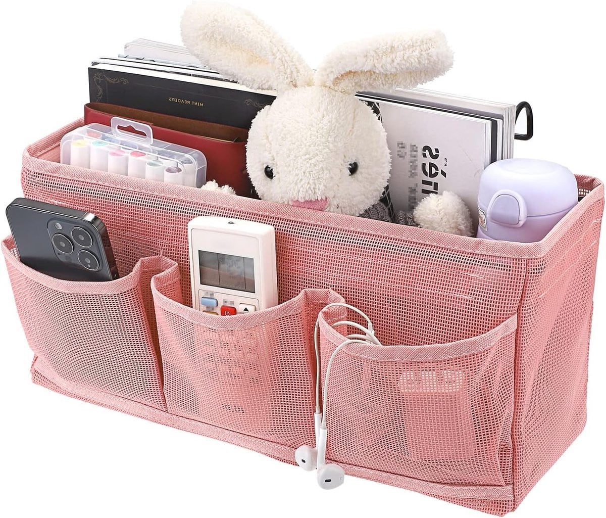 Multifunctionele hangende opbergzak voor bed in het roze voor thuis, kantoor of studentenhuis