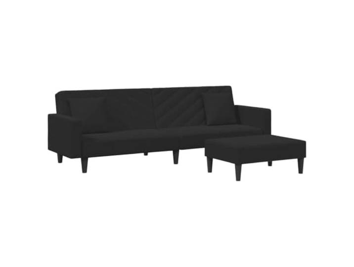 vidaXL 2-delige Loungeset met kussens fluweel zwart, bank, 3zitsbank, drie zits bank, zitbank, 3 zits bank, 3 zits bank met hocker, 2 en 3 zits bank