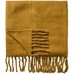 IB Laursen Plaid aus Wolle mit Fransen, 170 x 130 cm, mustard