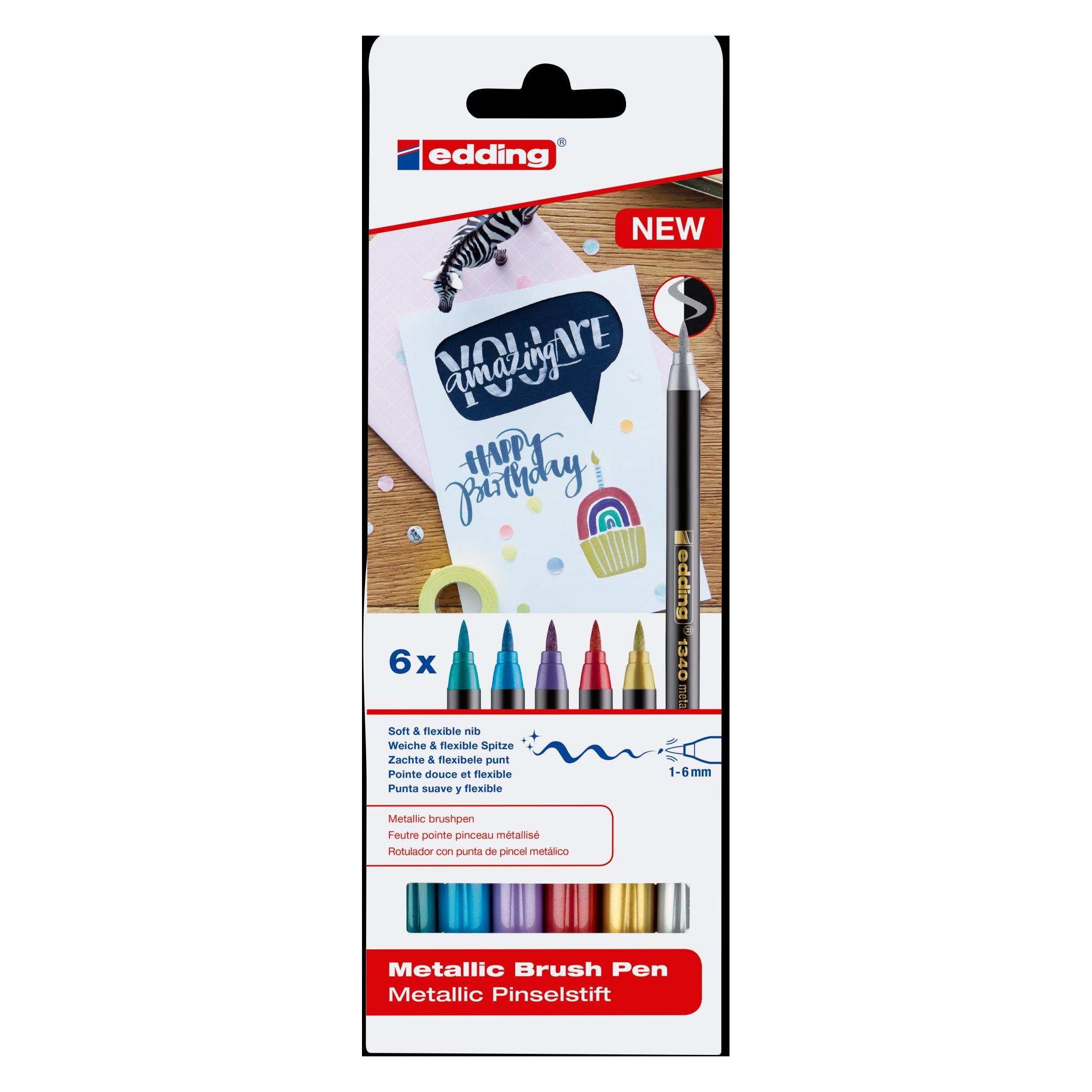 Edding Pinselstift 1340 metallic 6er Kartonetui (6x) (1340-6)