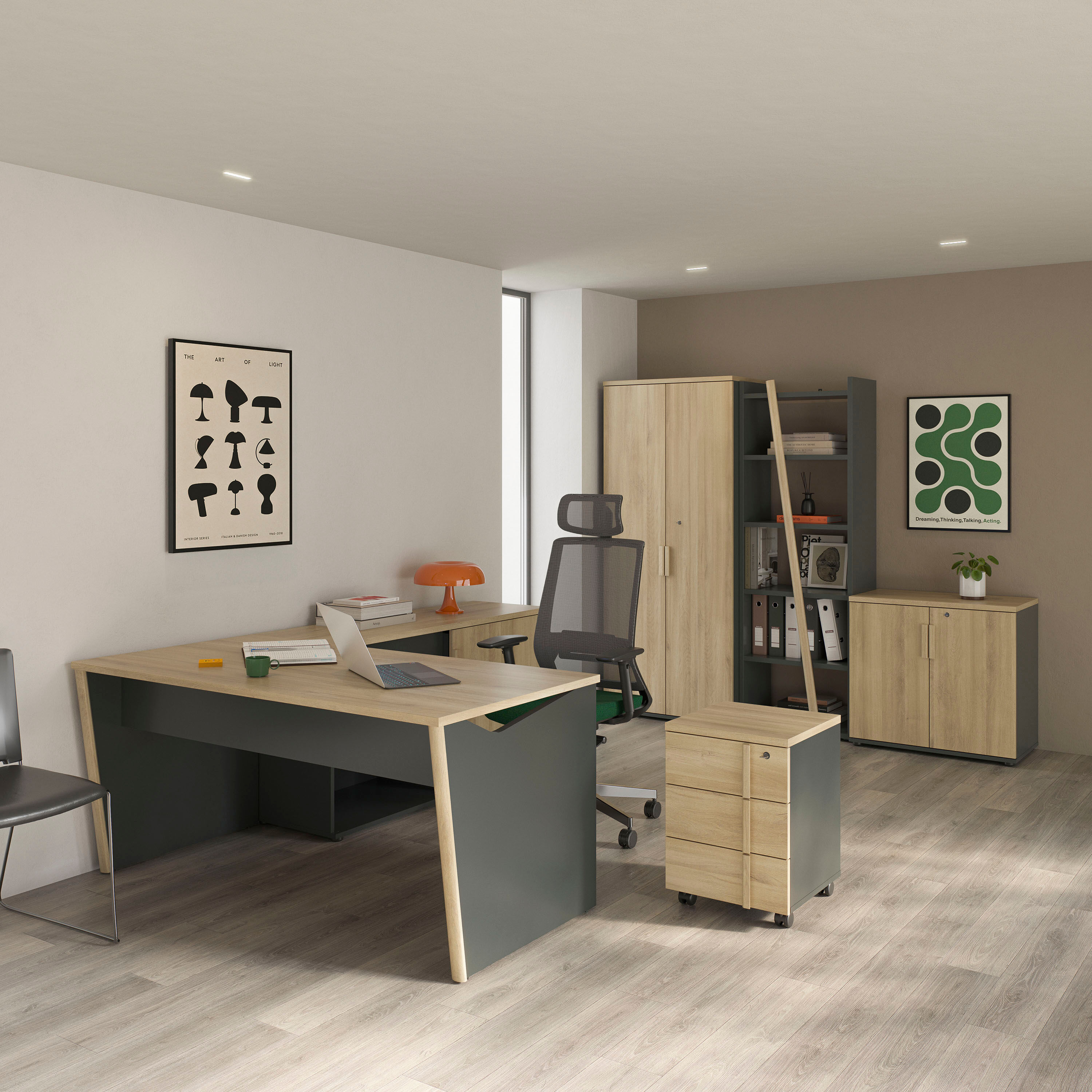 Kleiderschrank GAMI "ITALIC", braun (eiche bocage, anthrazit), B:80cm H:187cm T:45cm, Holzwerkstoff, Schränke, Kleiderschrank, ein geräumiger Büroschrank