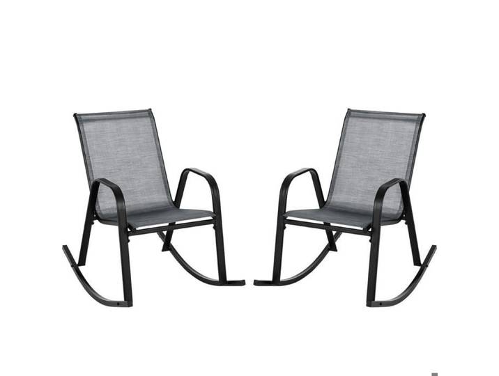 Métal Antirouille et Tissu Respirant : Détente et Confort avec ce Lot de 2 Rocking Chairs pour Jardin et Terrasse