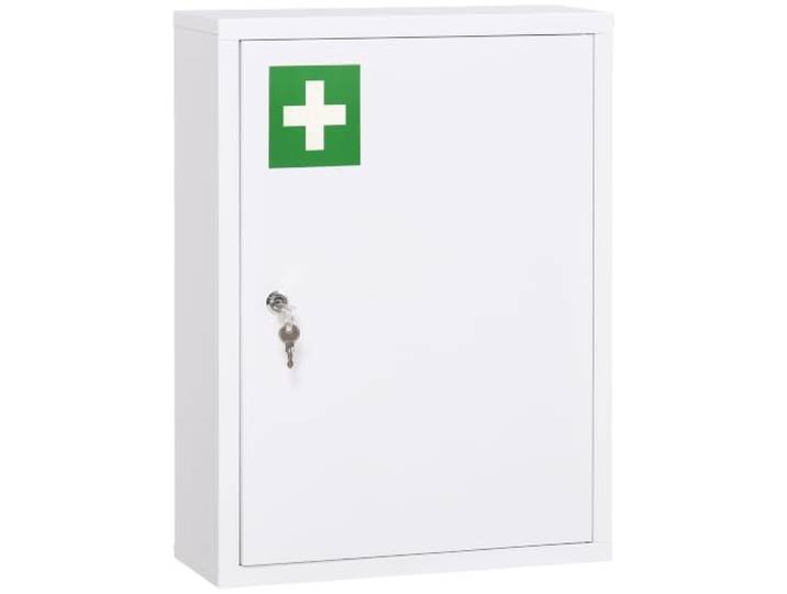 kleankin Medizinschrank mit 3 Fächer Abschließbar 40x15x53,5 cm Weiß