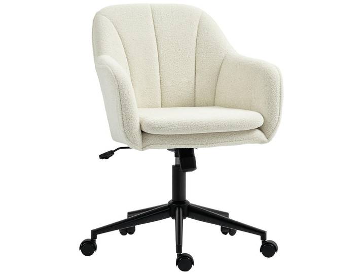 Homcom Schreibtischstuhl Homeoffice Stuhl mit Samtoptik Gewölbter Rückenlehne Beige, Textil, Füllung: Schaumstoff, 60x94x63 cm, Büromöbel, Bürostühle, Drehstuhl